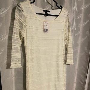 FOREVER 21 Cream Long Sleeve Lace Dress.